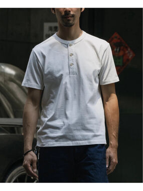 10.6 oz Cotton Short Sleeve Henley T-Shirt - WHITE Bronson Mfg. Co. XL
